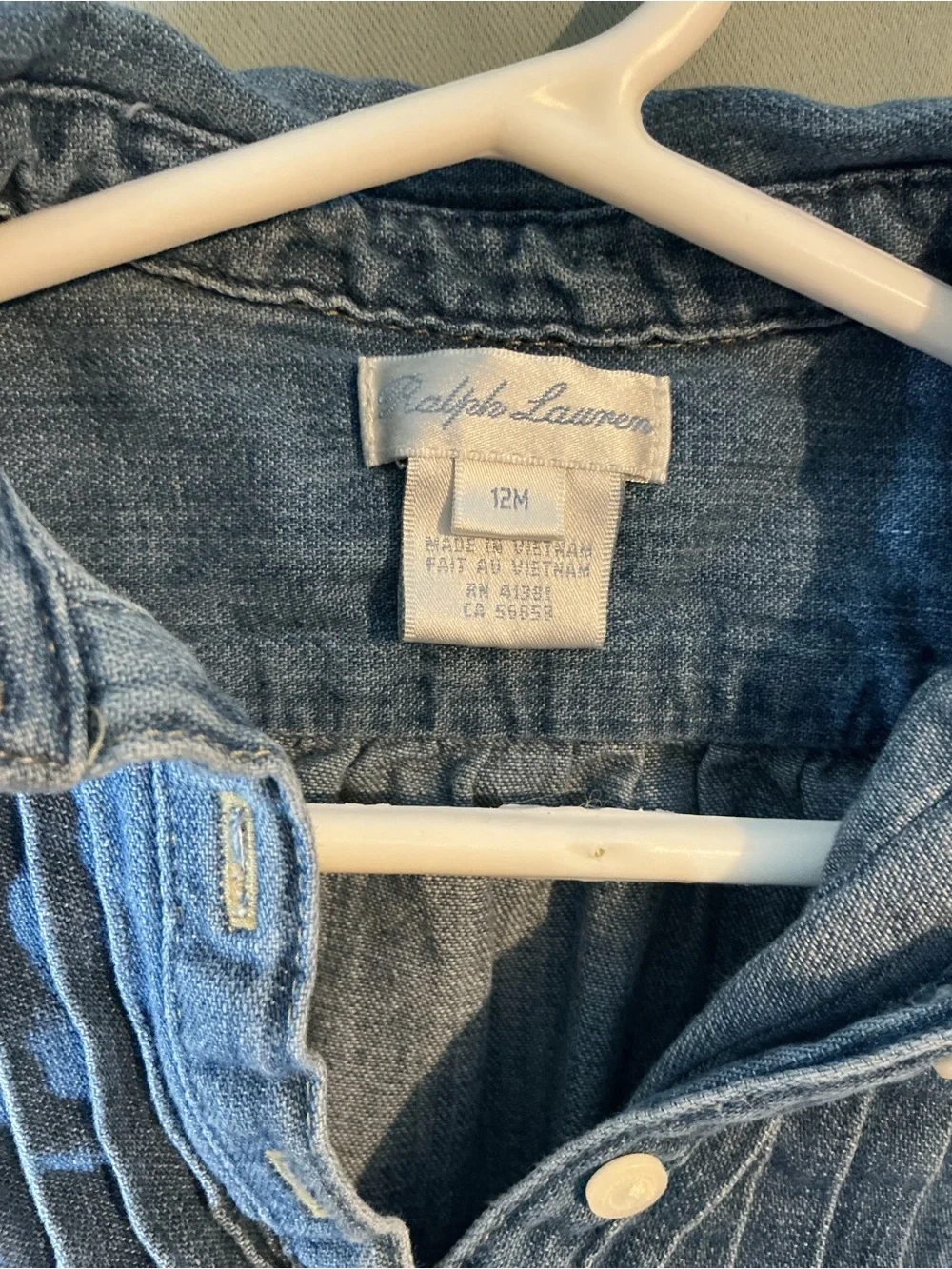 Ralph Lauren Girls' Light Blue Denim Pintuck Tunic
